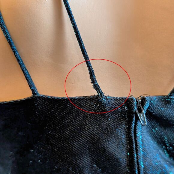 Vintage 1990s Blondie Nites Prom Dress Sequin Iridescent Whimsygoth Blue Jrs 5 - Picture 9 of 12